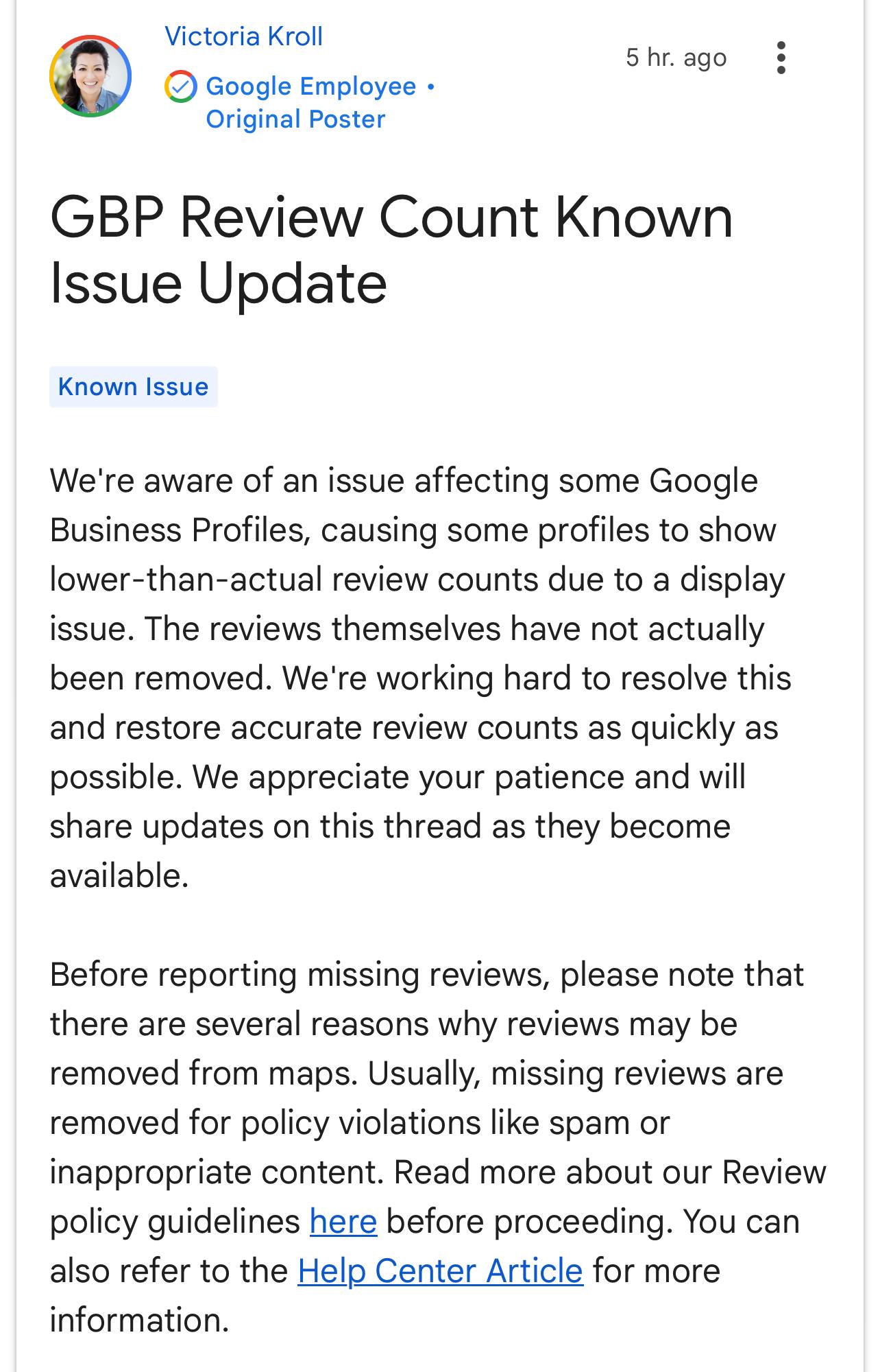 google reviews counting problem